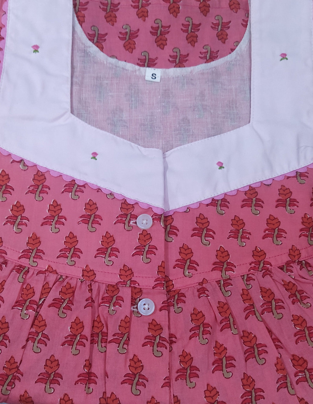 Cotton With Pockets, Half Open Small Printed Nighty