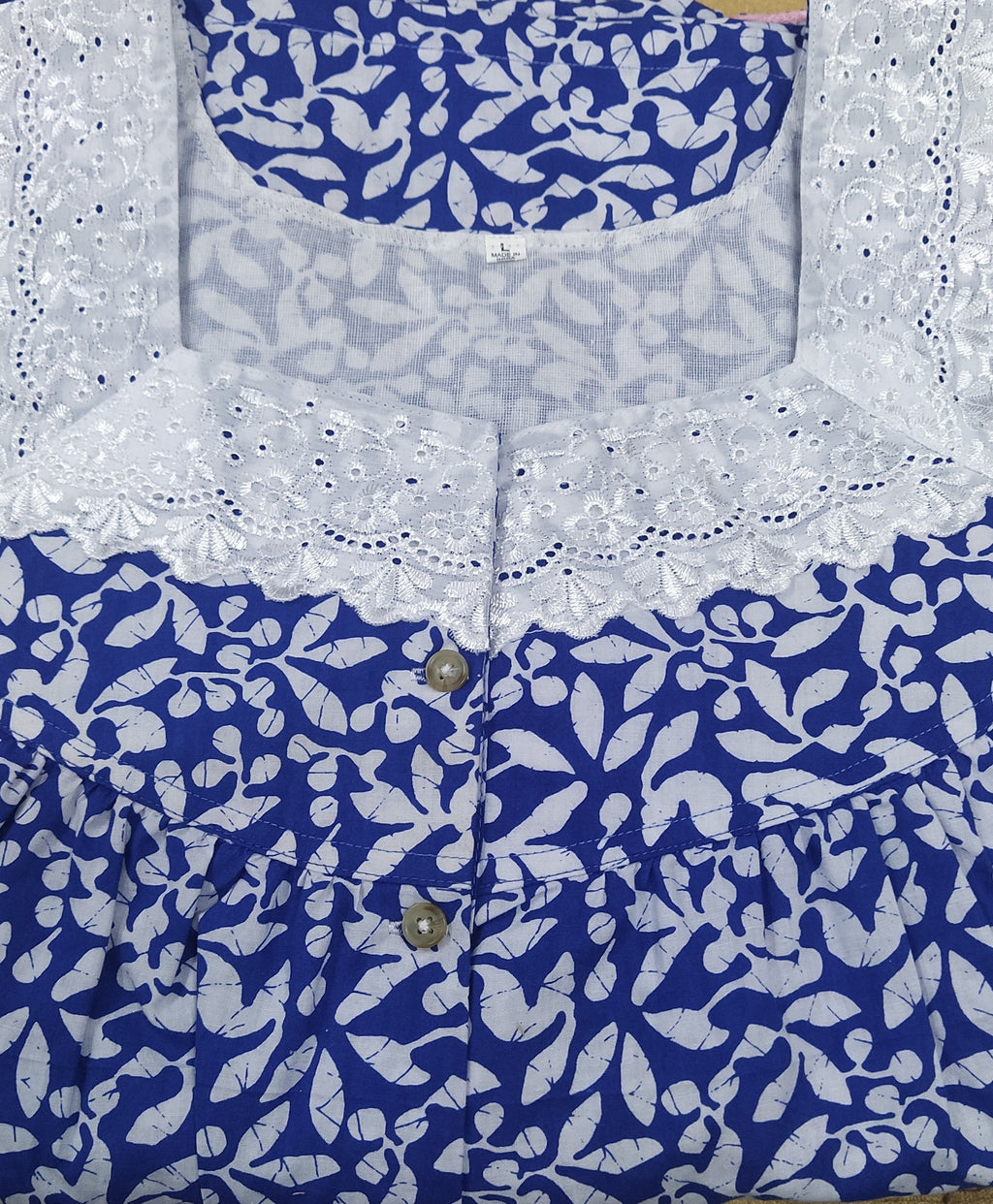 Cotton With Pockets, Half Open Large Printed Nighty