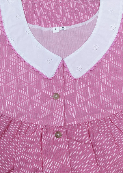 Soft Cotton With Pockets, Half Open Medium-Large Printed Nighty