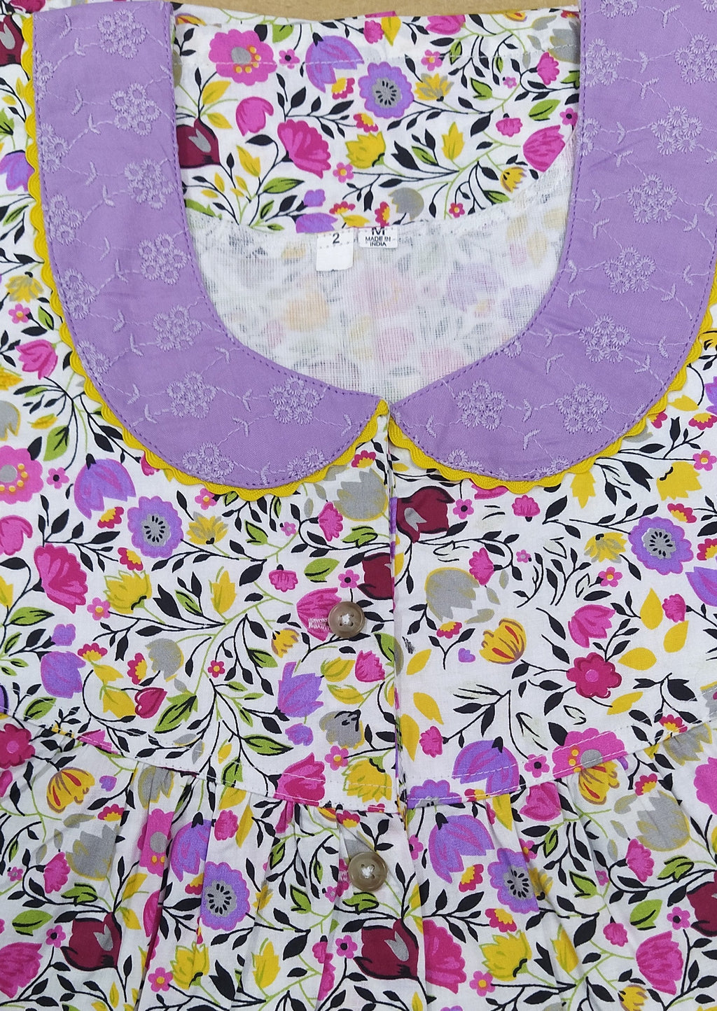 Cotton With Pockets, Half Open Medium-Large Printed Nighty