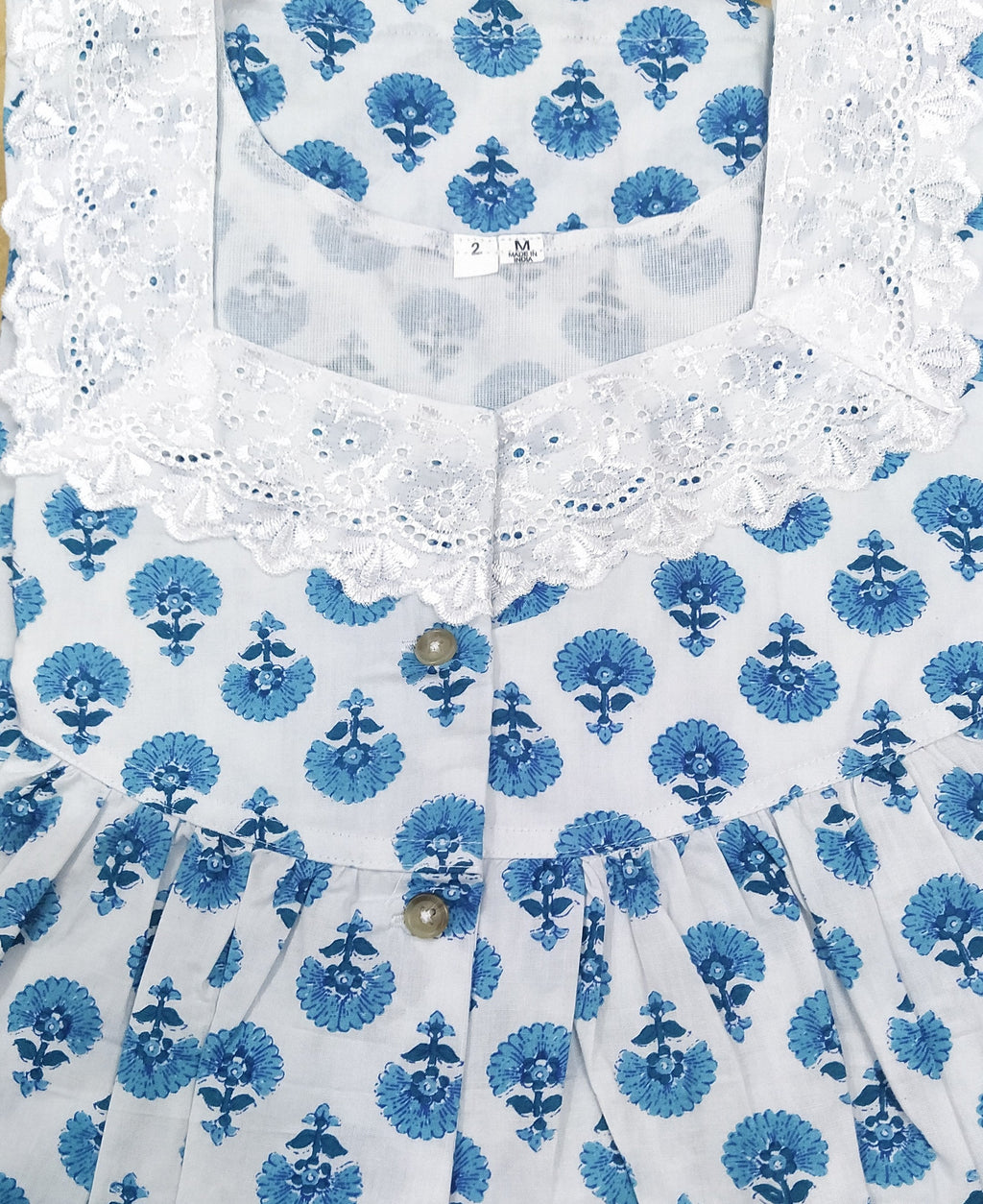 Cotton With Pockets, Half Open Medium-Large Printed Nighty