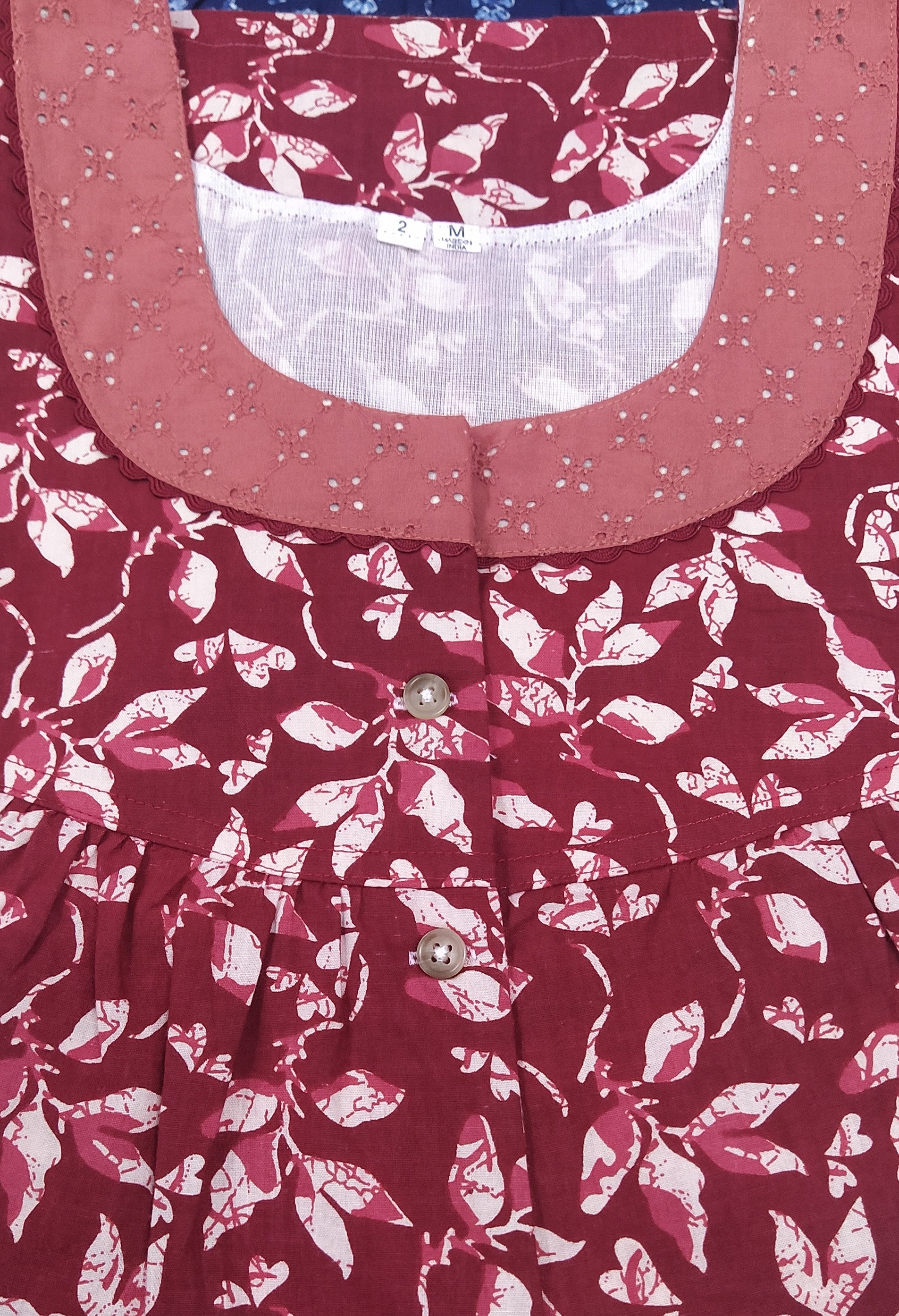 Cotton With Pockets, Half Open Medium-Large Printed Nighty