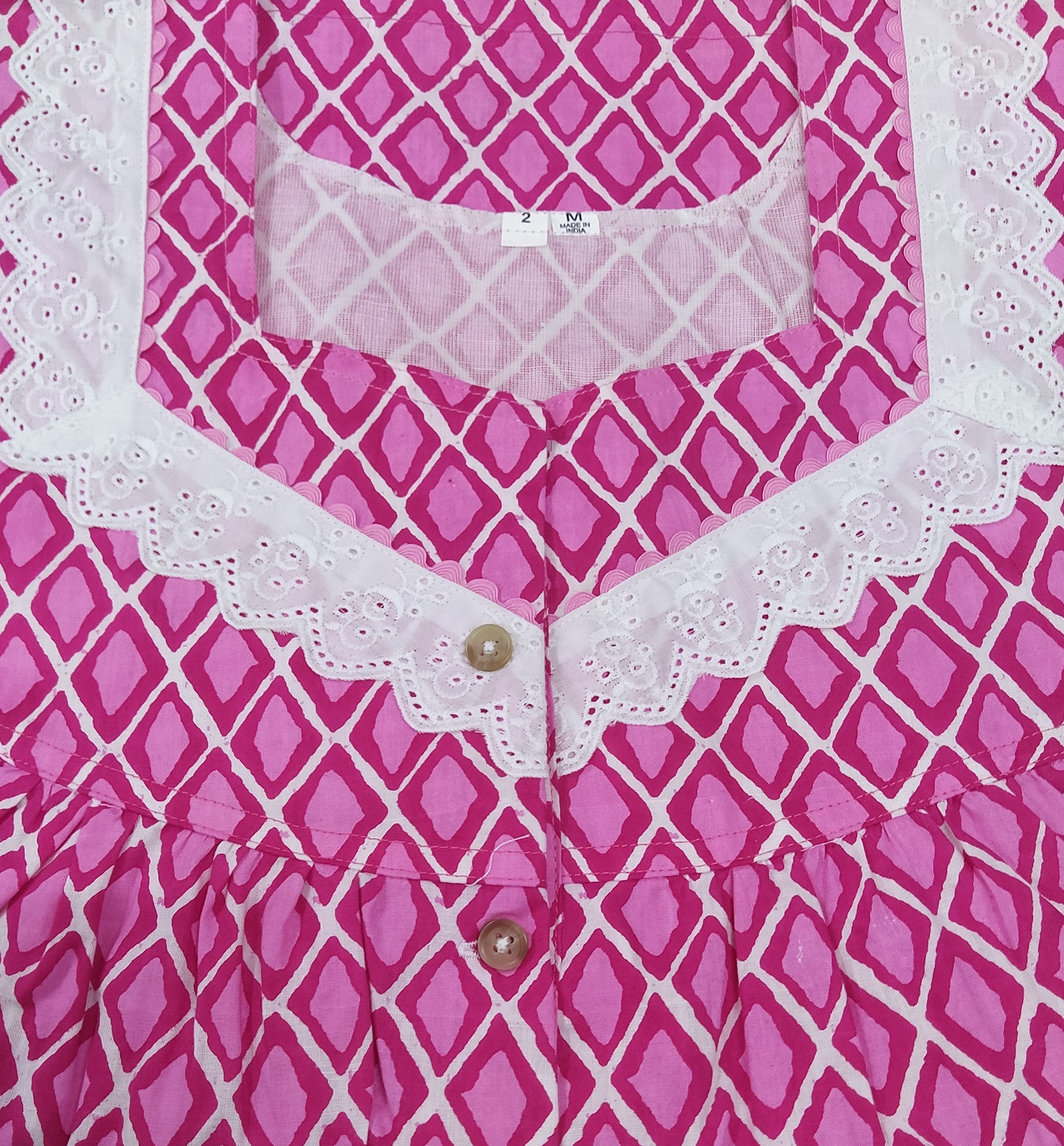 Cotton With Pockets, Half Open Medium-Large Printed Nighty