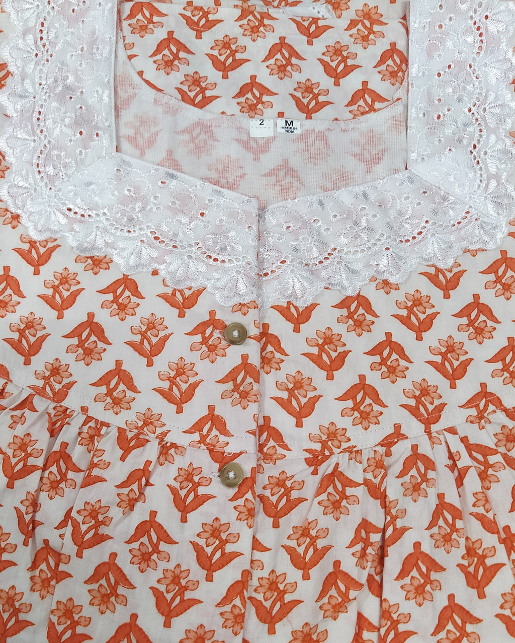 Cotton With Pockets, Half Open Medium-Large Printed Nighty