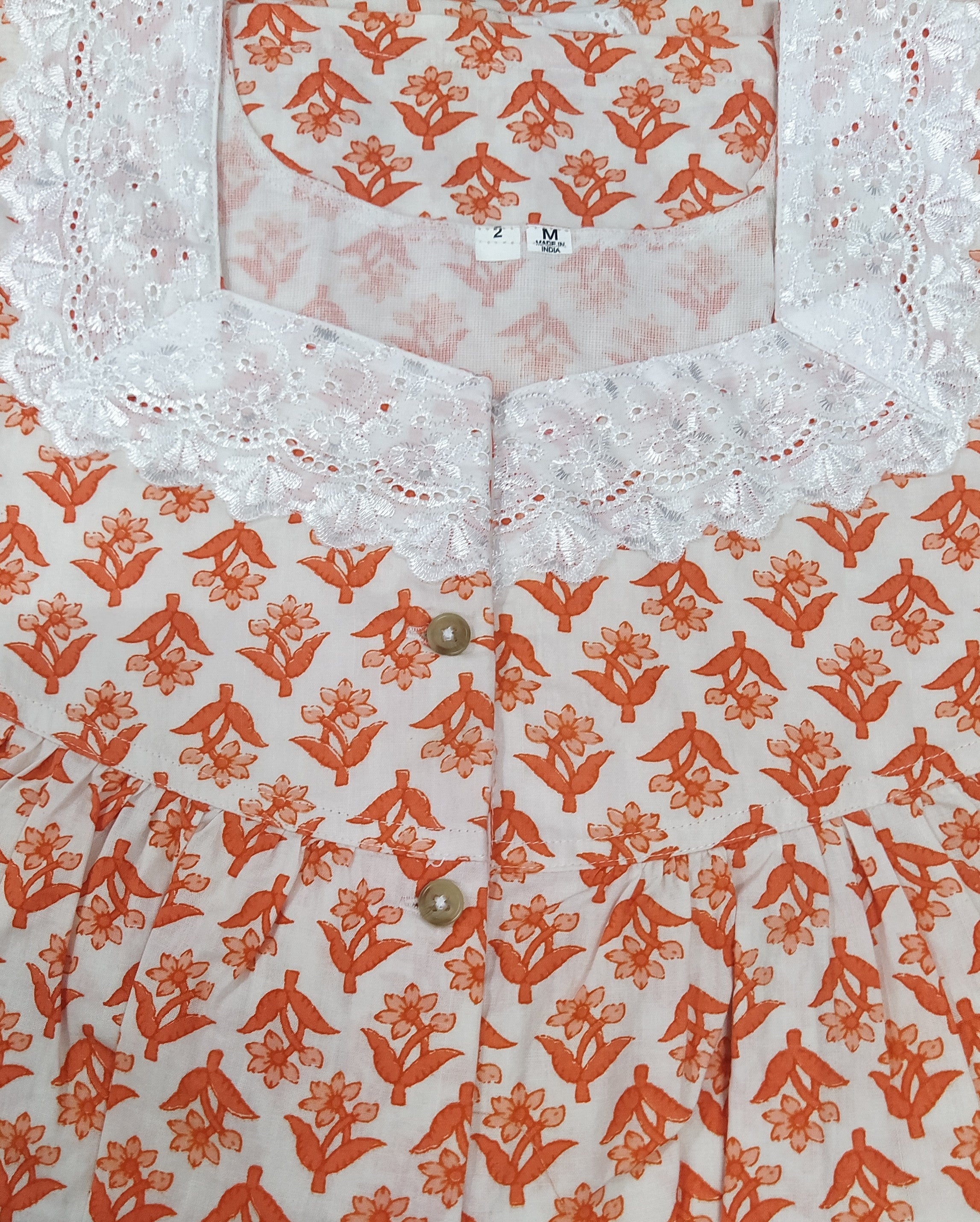 Cotton With Pockets, Half Open Medium-Large Printed Nighty