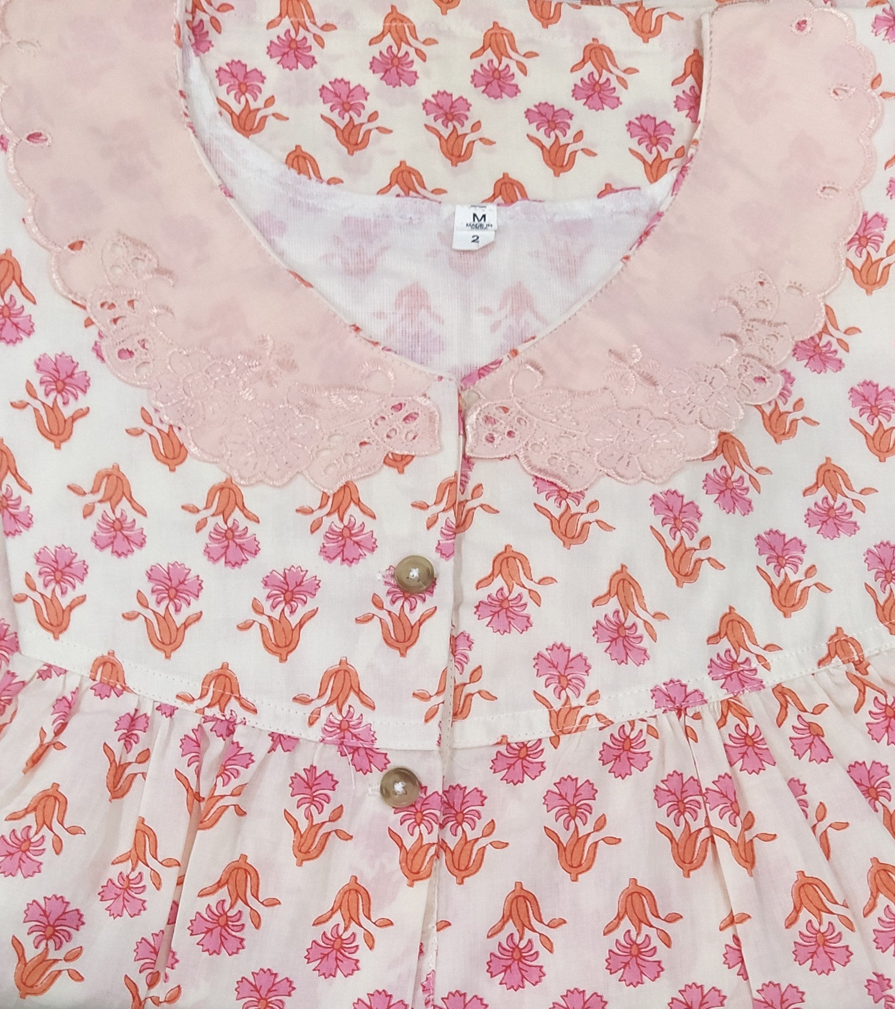 Soft Cotton With Pockets, Half Open Medium-Large Printed Nighty