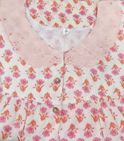 Soft Cotton With Pockets, Half Open Medium-Large Printed Nighty