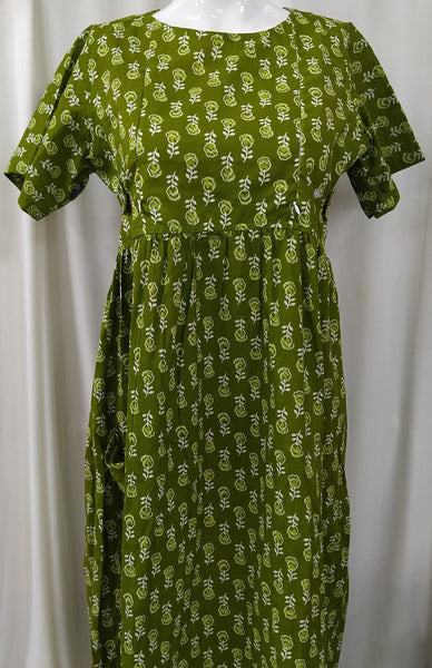 Soft Cotton Side zip, With Pockets, No Open Small Printed Maternity Wear