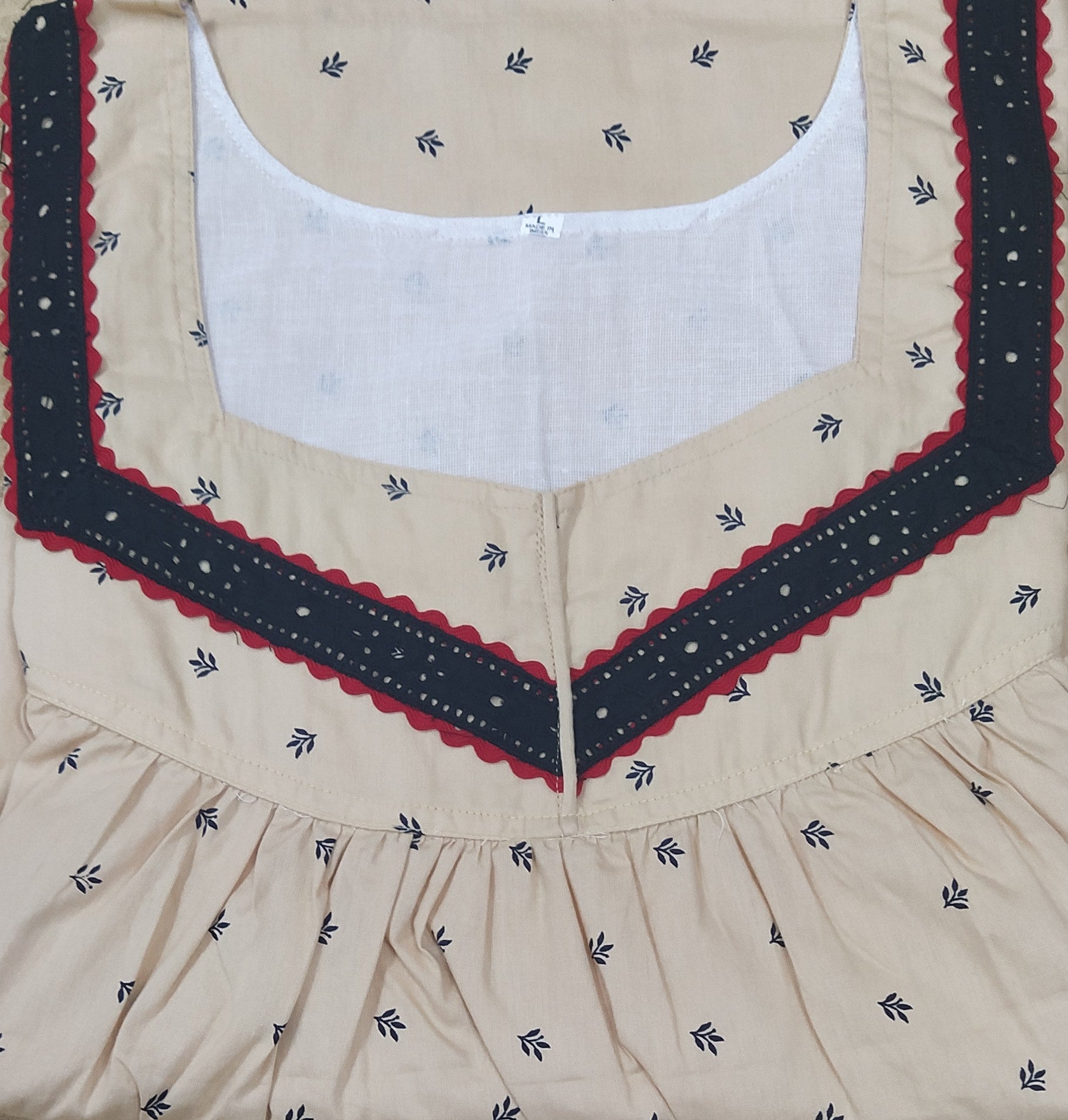 Cotton With Pockets, No Open Large Printed Nighty