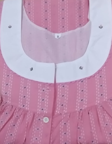 Soft Cotton With Pockets, Half Open Small Printed Nighty
