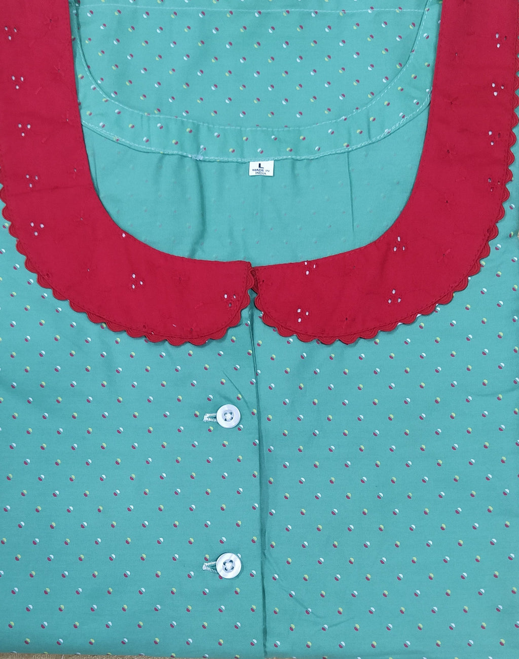 Cotton A-line churidar cut, With Pockets, Half Open Large Printed Nighty
