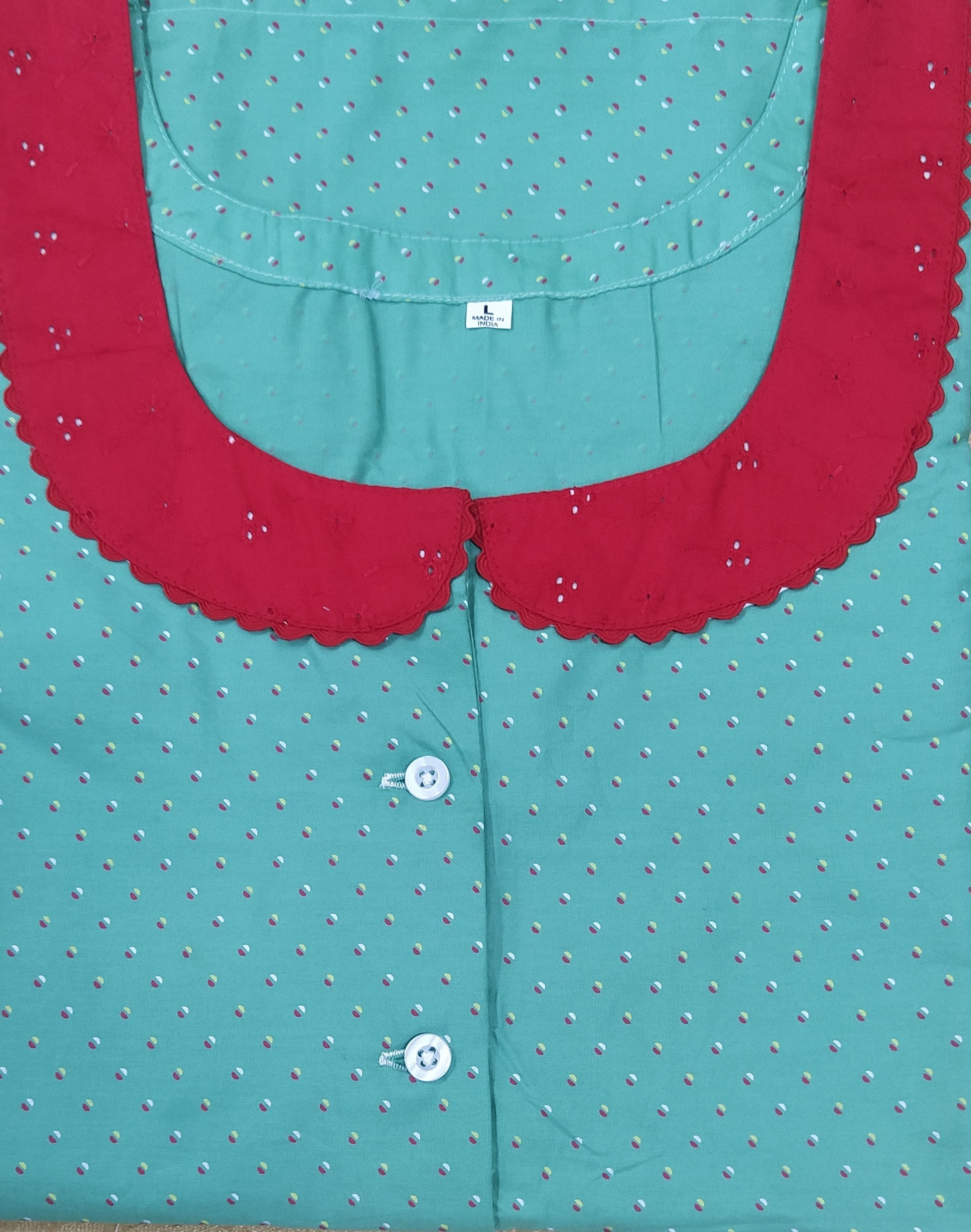 Cotton A-line churidar cut, With Pockets, Half Open Large Printed Nighty