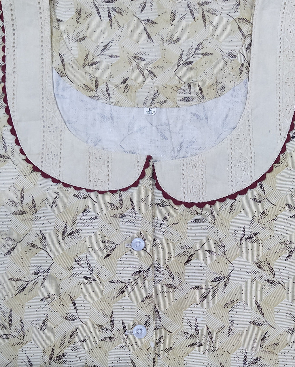 Cotton A-line churidar cut, With Pockets, Half Open Large Printed Nighty