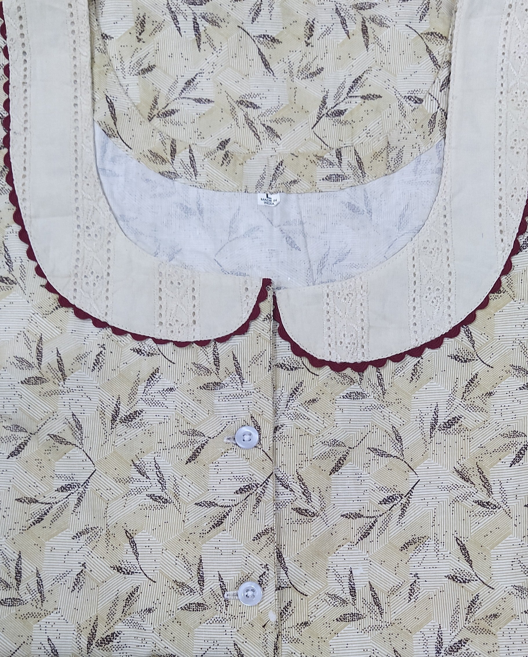 Cotton A-line churidar cut, With Pockets, Half Open Large Printed Nighty