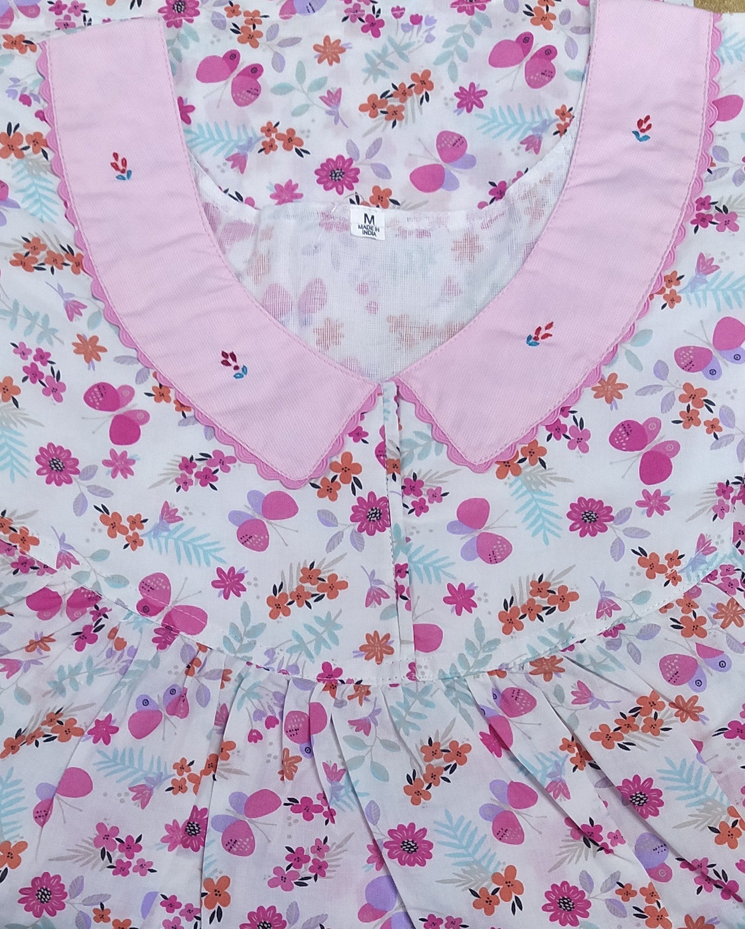 Soft Cotton With Pockets, No Open Medium Printed Nighty
