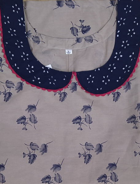 Cotton With Pockets, No OpenA line Large Printed Nighty