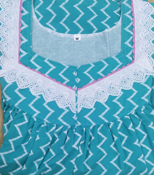 Soft Cotton With Pockets, No Open Medium Printed Nighty
