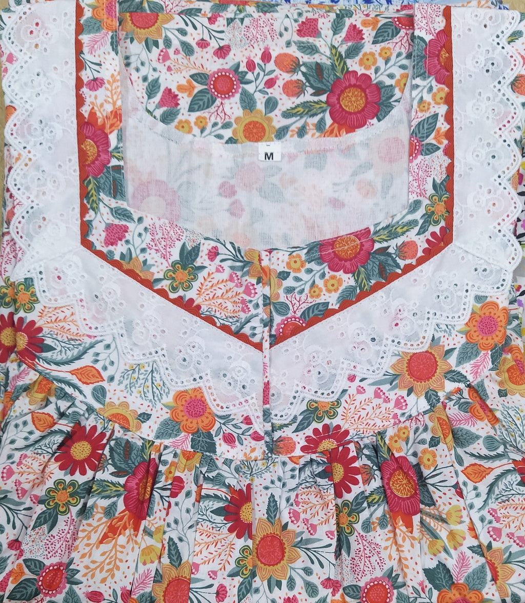 Cotton With Pockets, No Open Medium Printed Nighty
