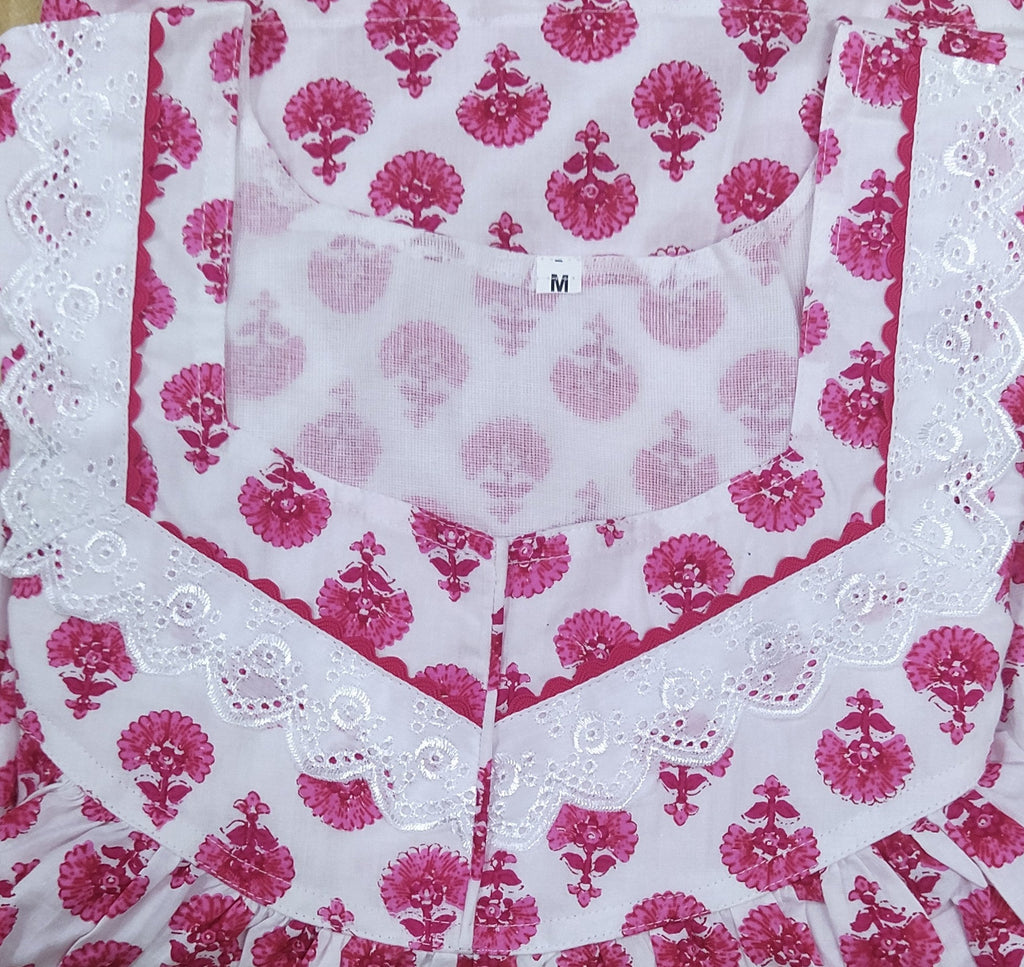 Cotton With Pockets, No Open Medium Printed Nighty