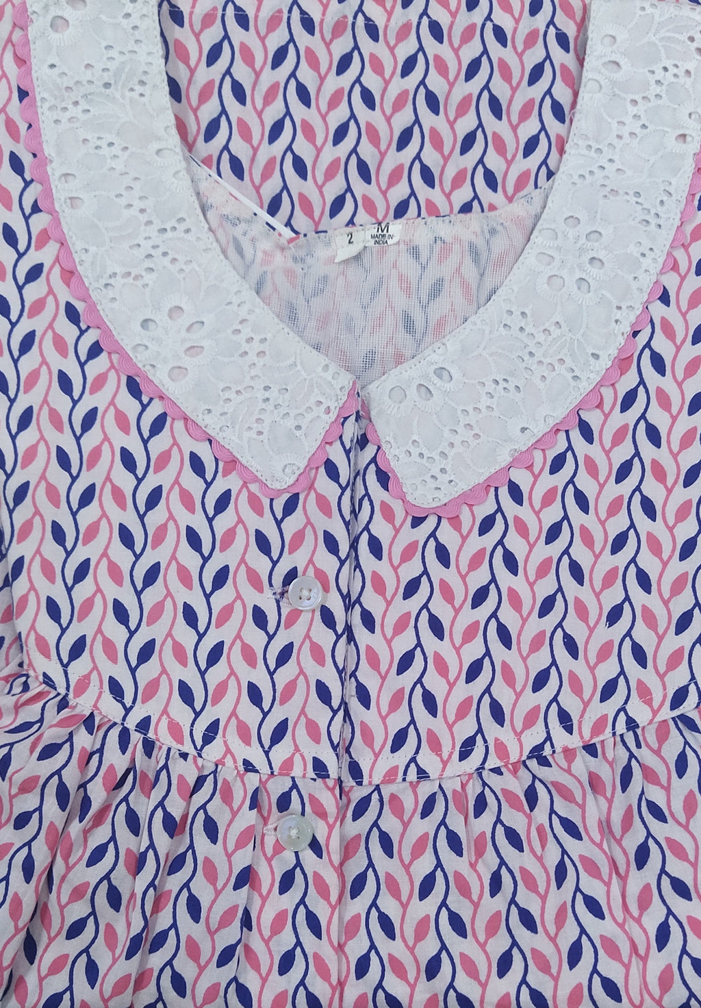 Cotton With Pockets, Half Open Medium-Large Printed Nighty