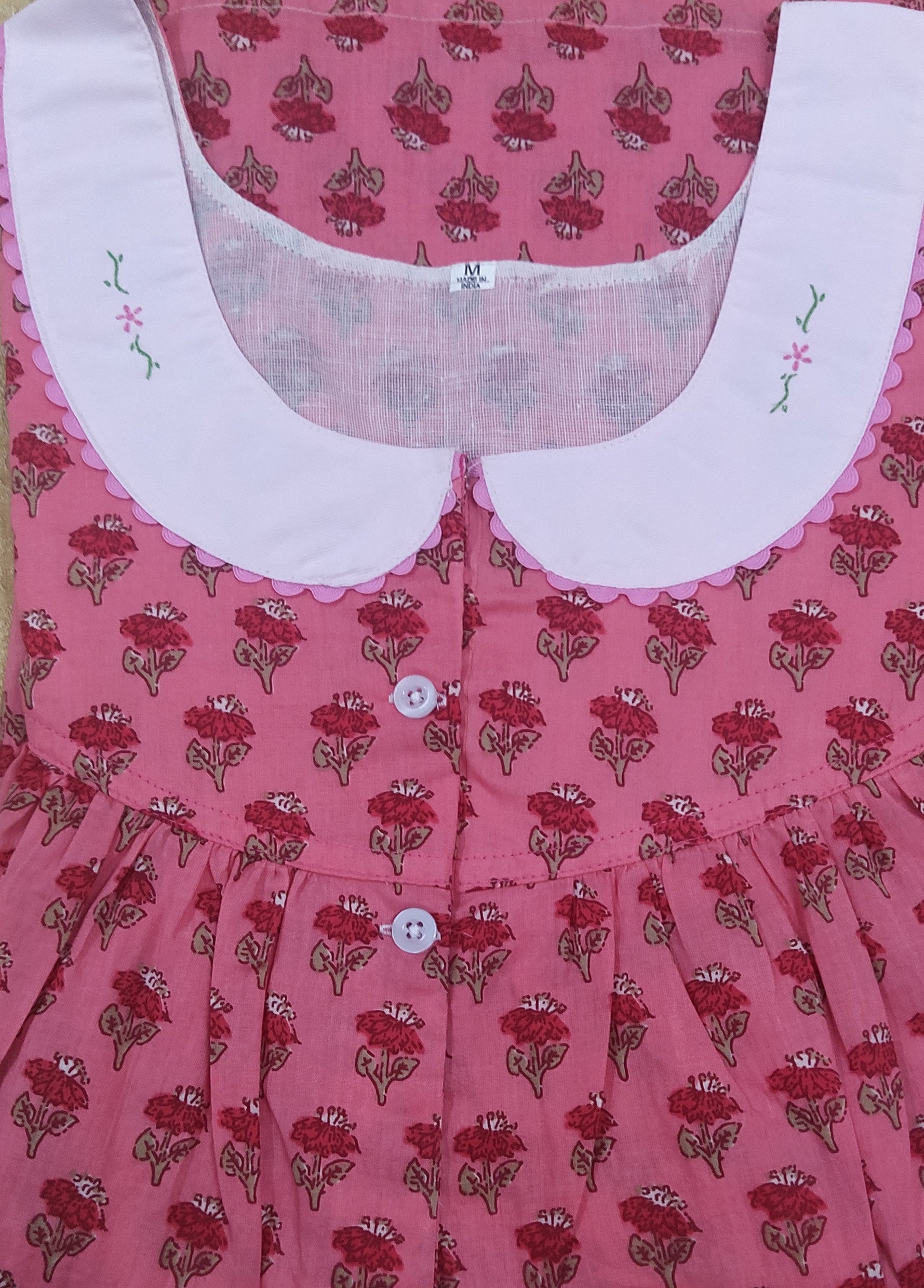 Cotton With Pockets, Half Open, Extra Long Medium Printed Nighty