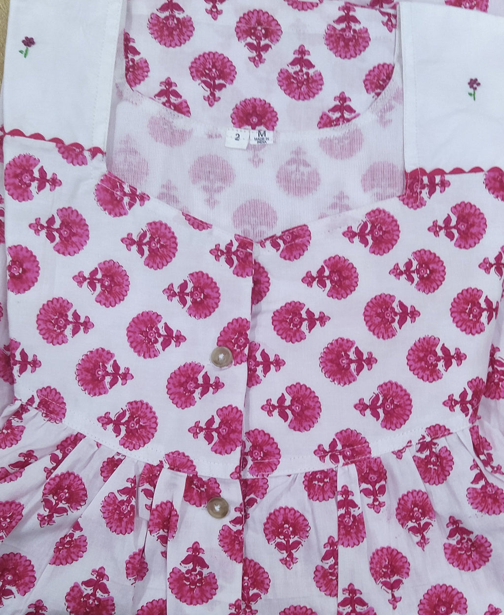 Cotton With Pockets, Half Open Medium-Large Printed Nighty