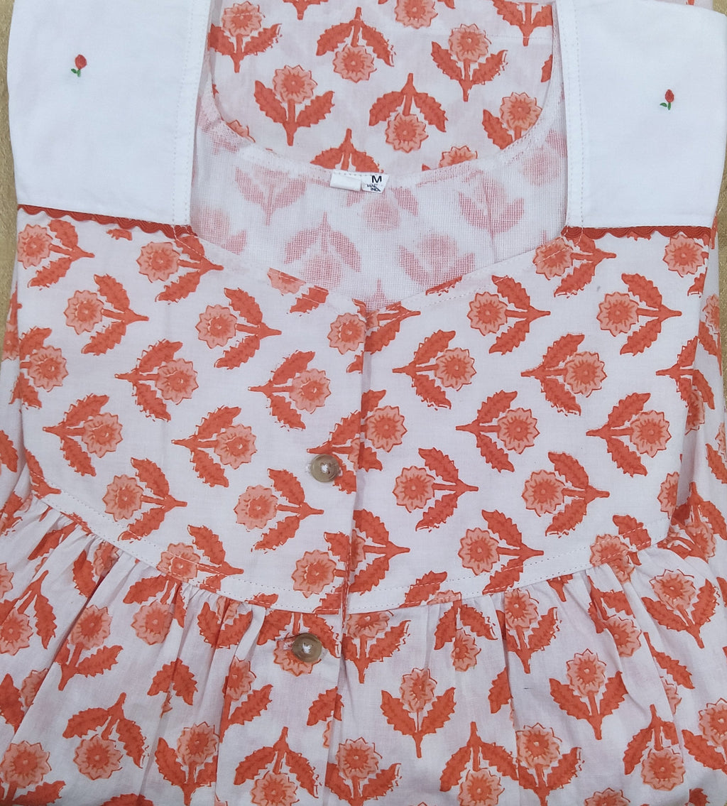 Cotton With Pockets, Half Open Medium-Large Printed Nighty