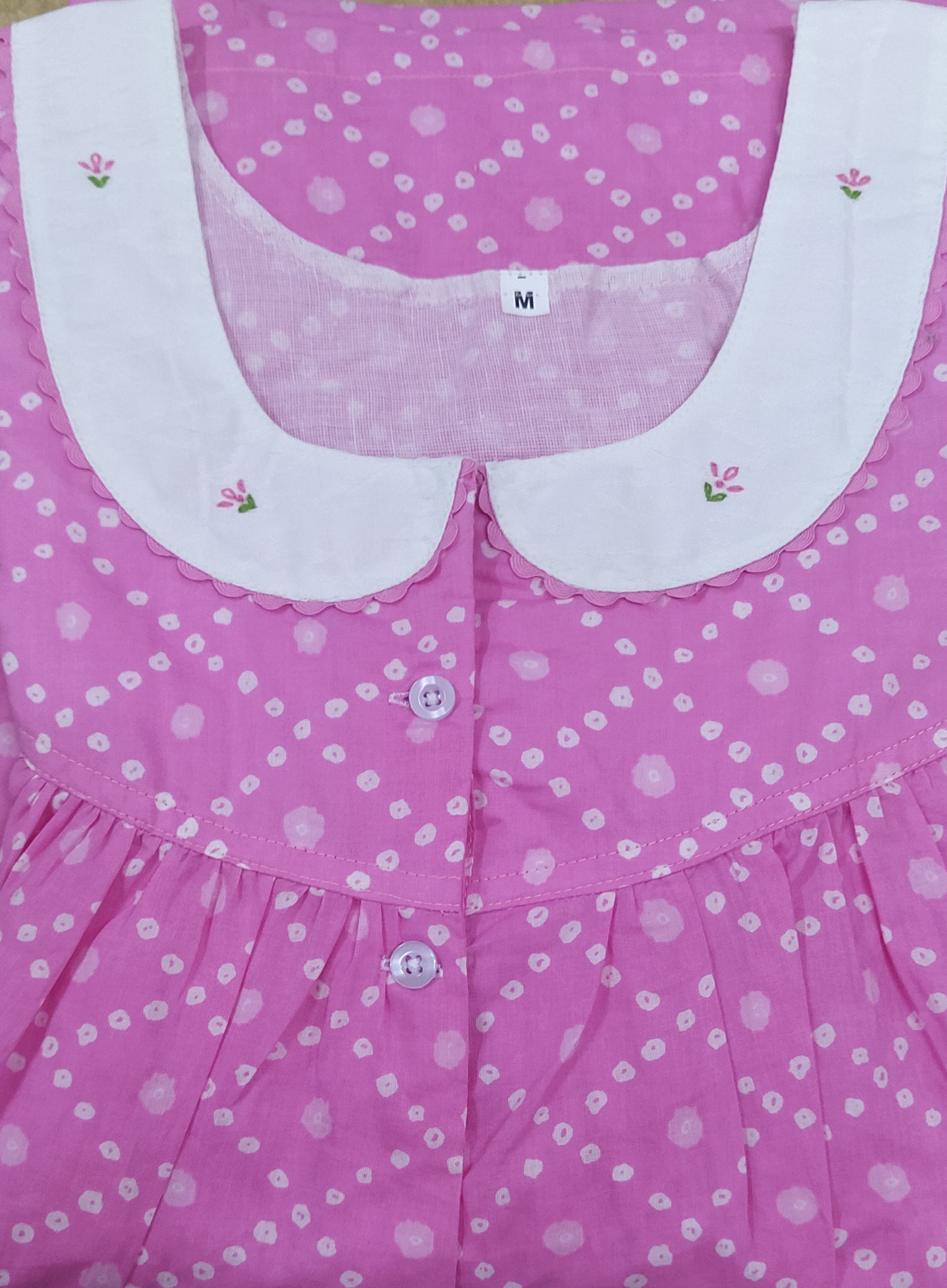 Cotton With Pockets, Half Open, Extra Long Medium Printed Nighty