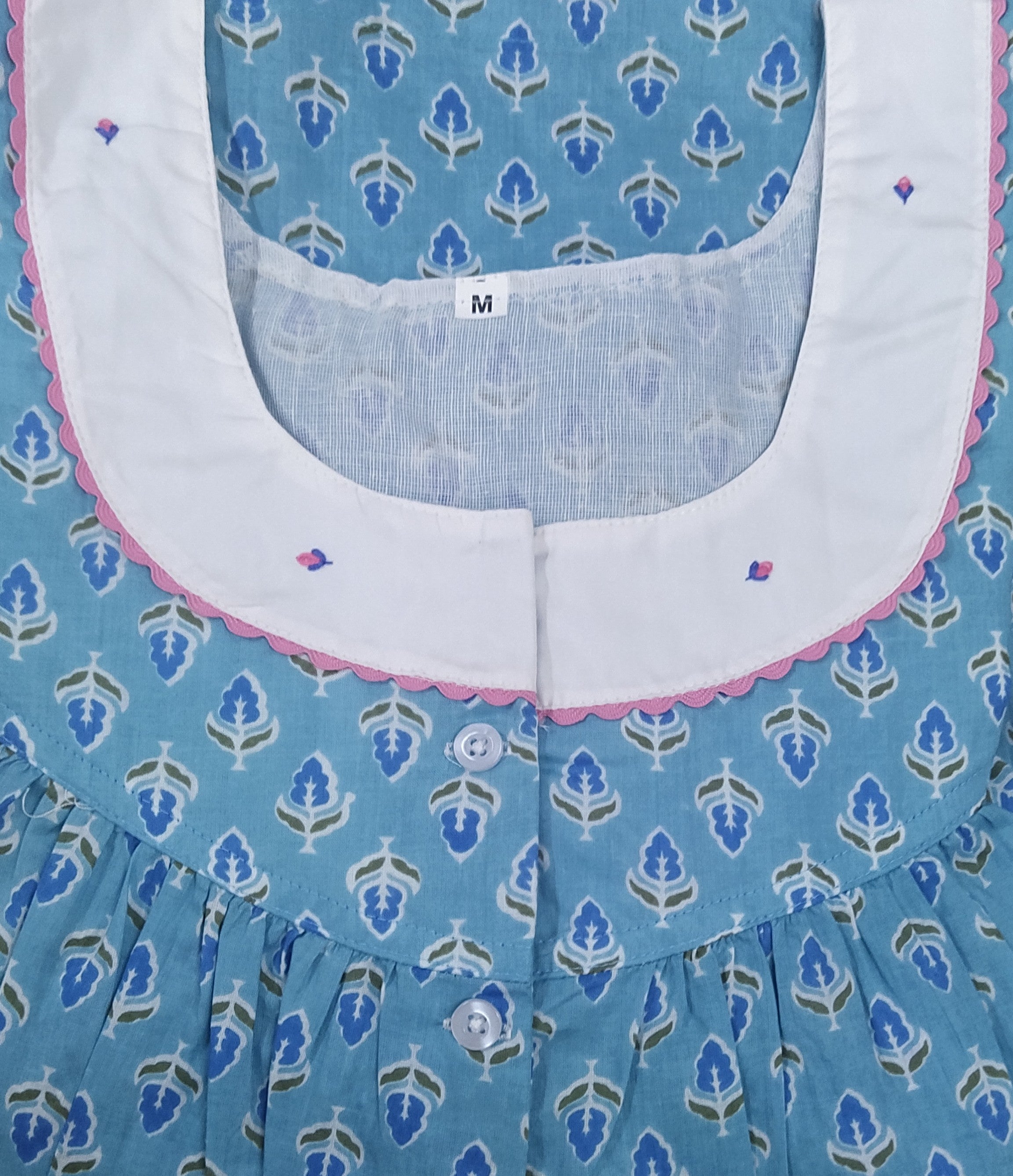 Cotton With Pockets, Half Open Medium Printed Nighty