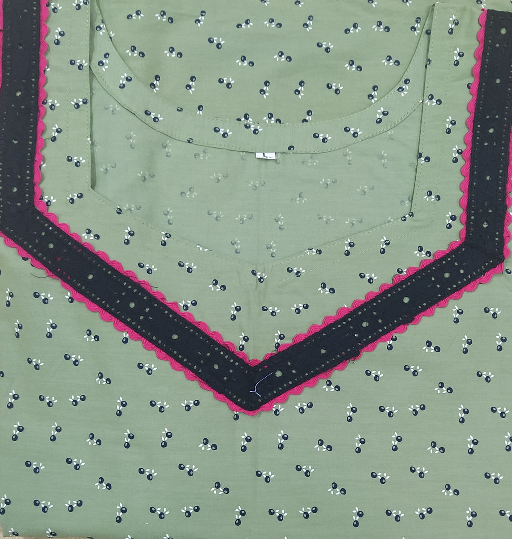 Cotton A-line churidar cut, With Pockets, No Open Large Printed Nighty