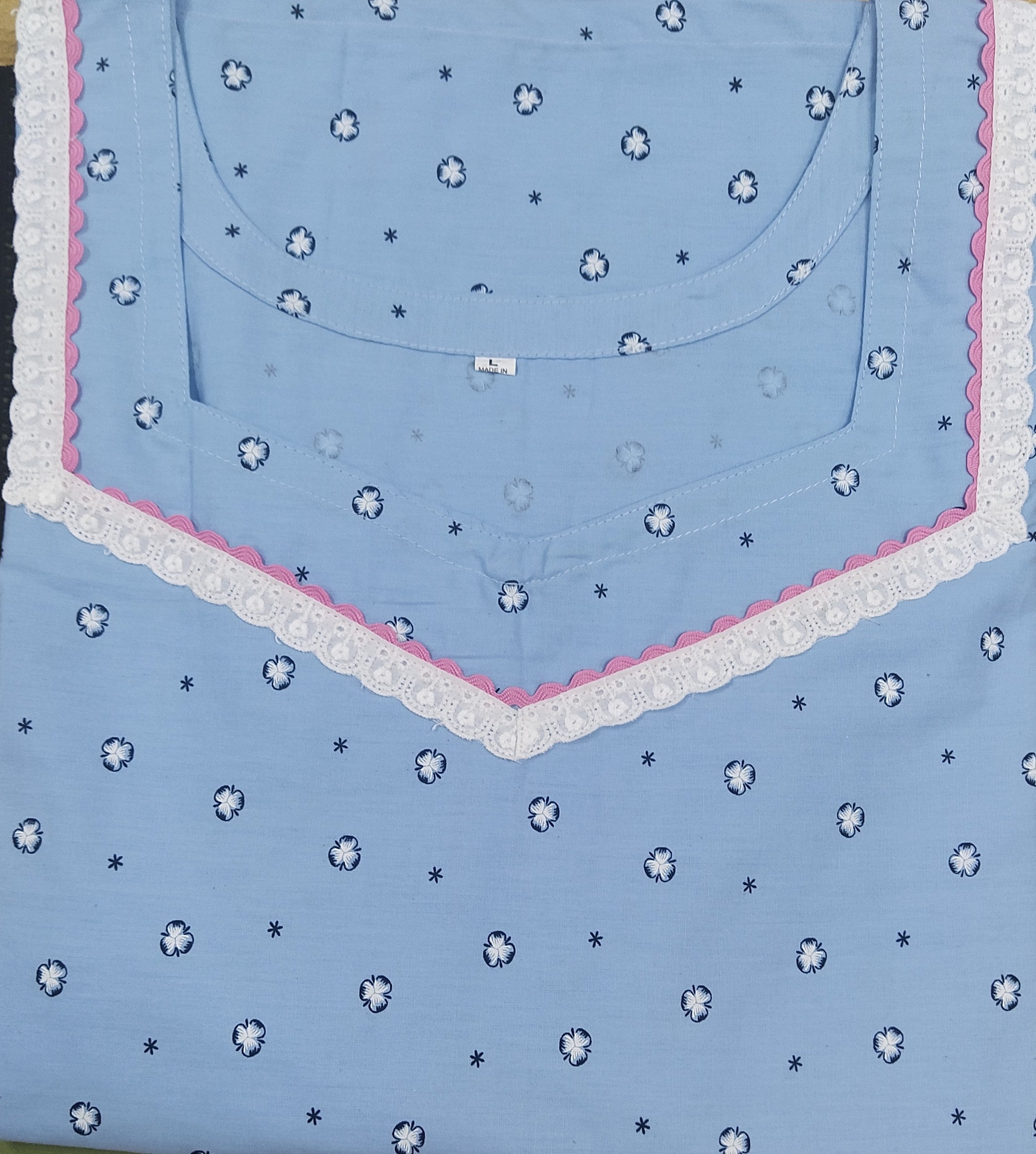 Cotton A-line churidar cut, With Pockets, No Open Large Printed Nighty