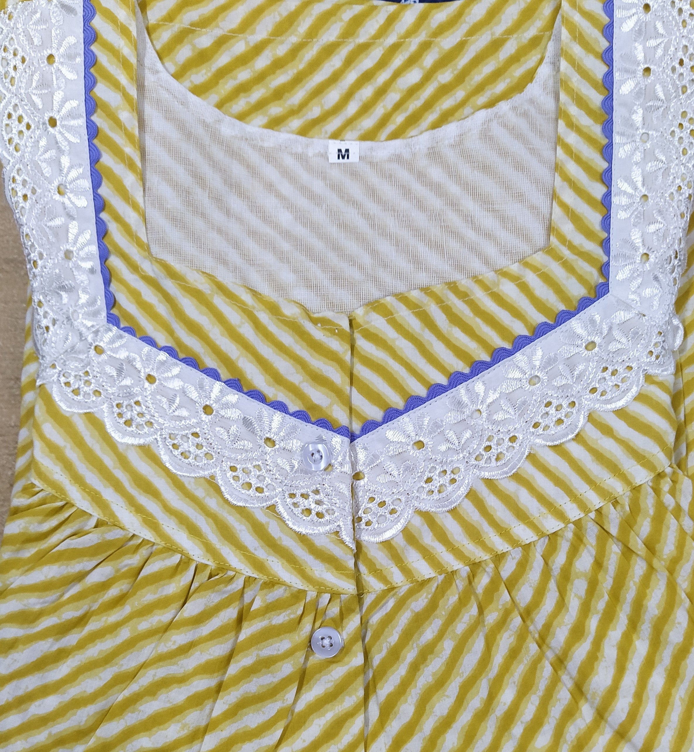 Soft Cotton With Pockets, Half Open Medium Printed Nighty