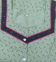 Cotton With Pockets, Half Open, With belt strap Large Printed Nighty