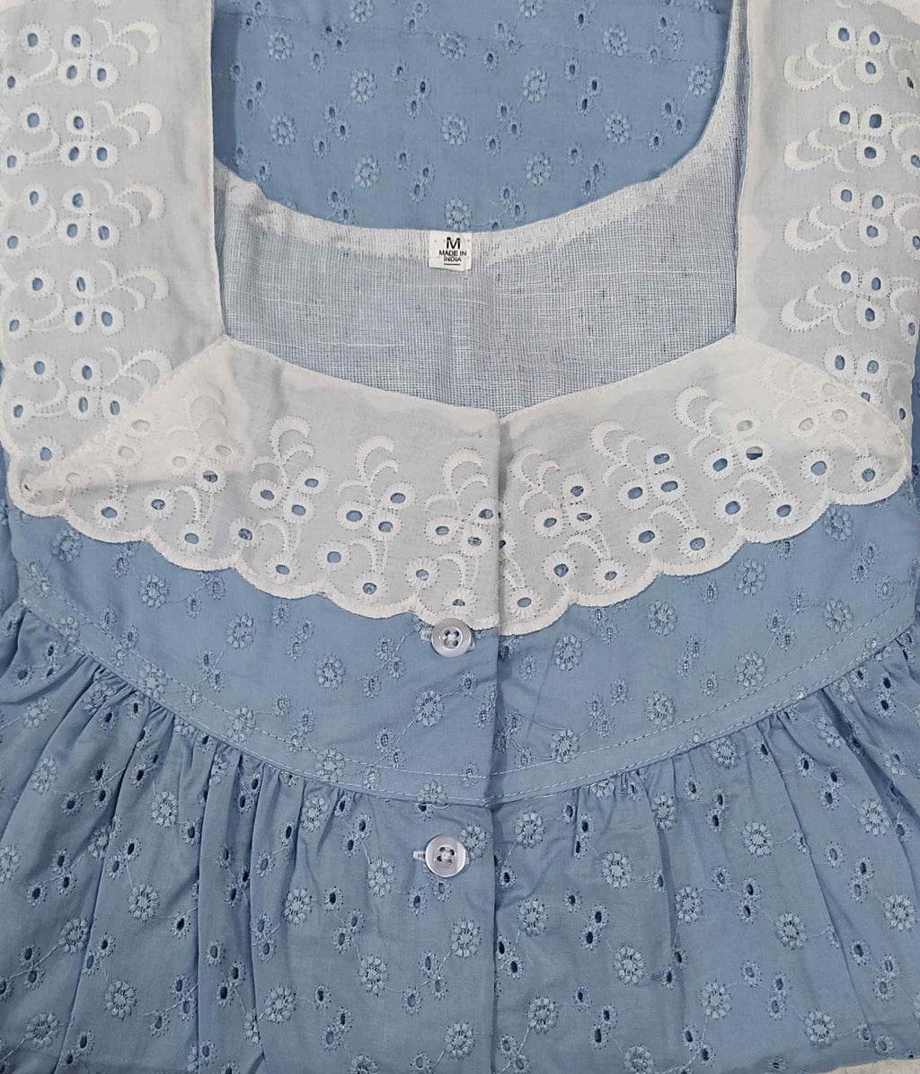 Hacoba With Pockets, Half Open Medium Printed Nighty