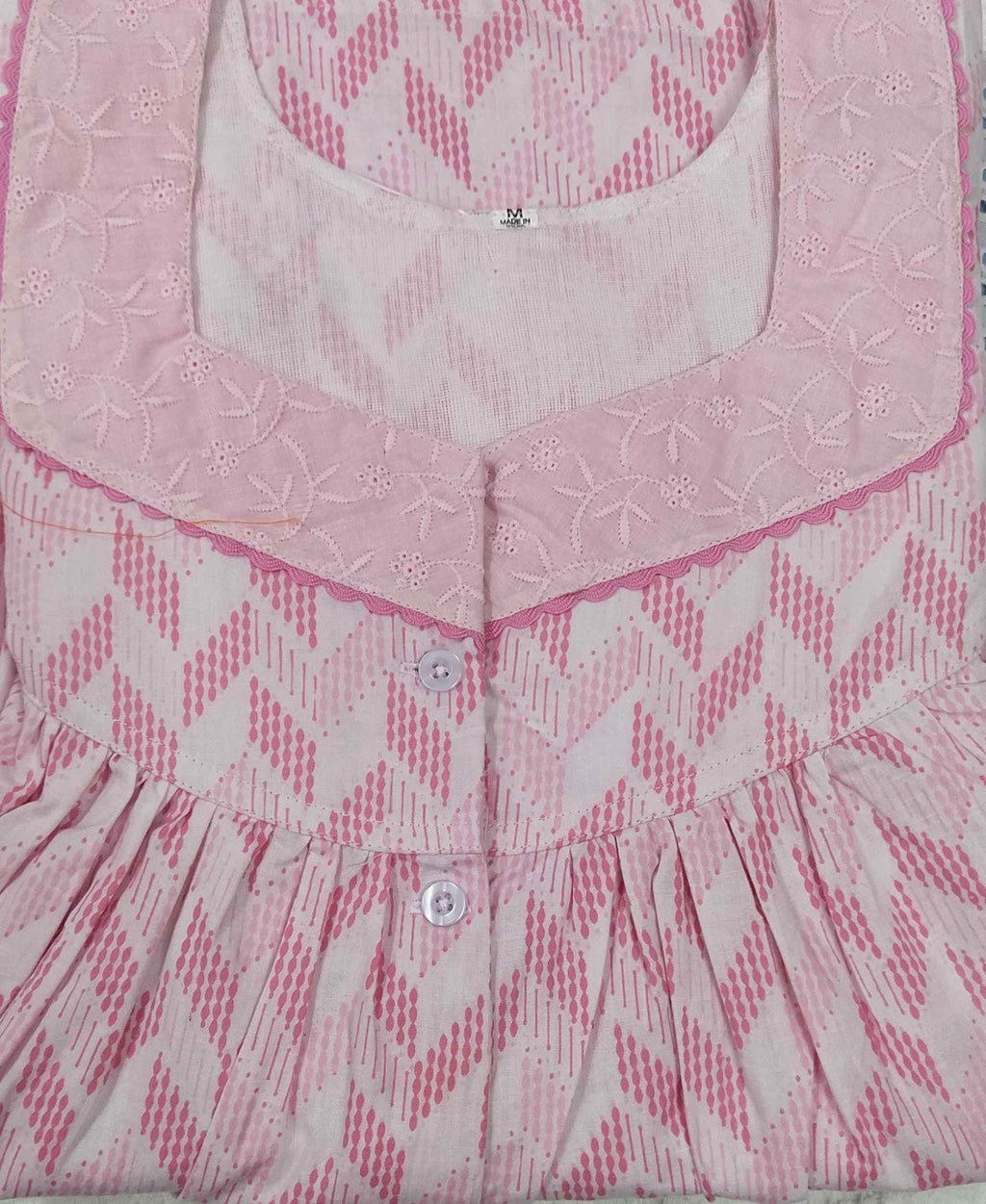 Cotton With Pockets, Half Open Medium Printed Nighty