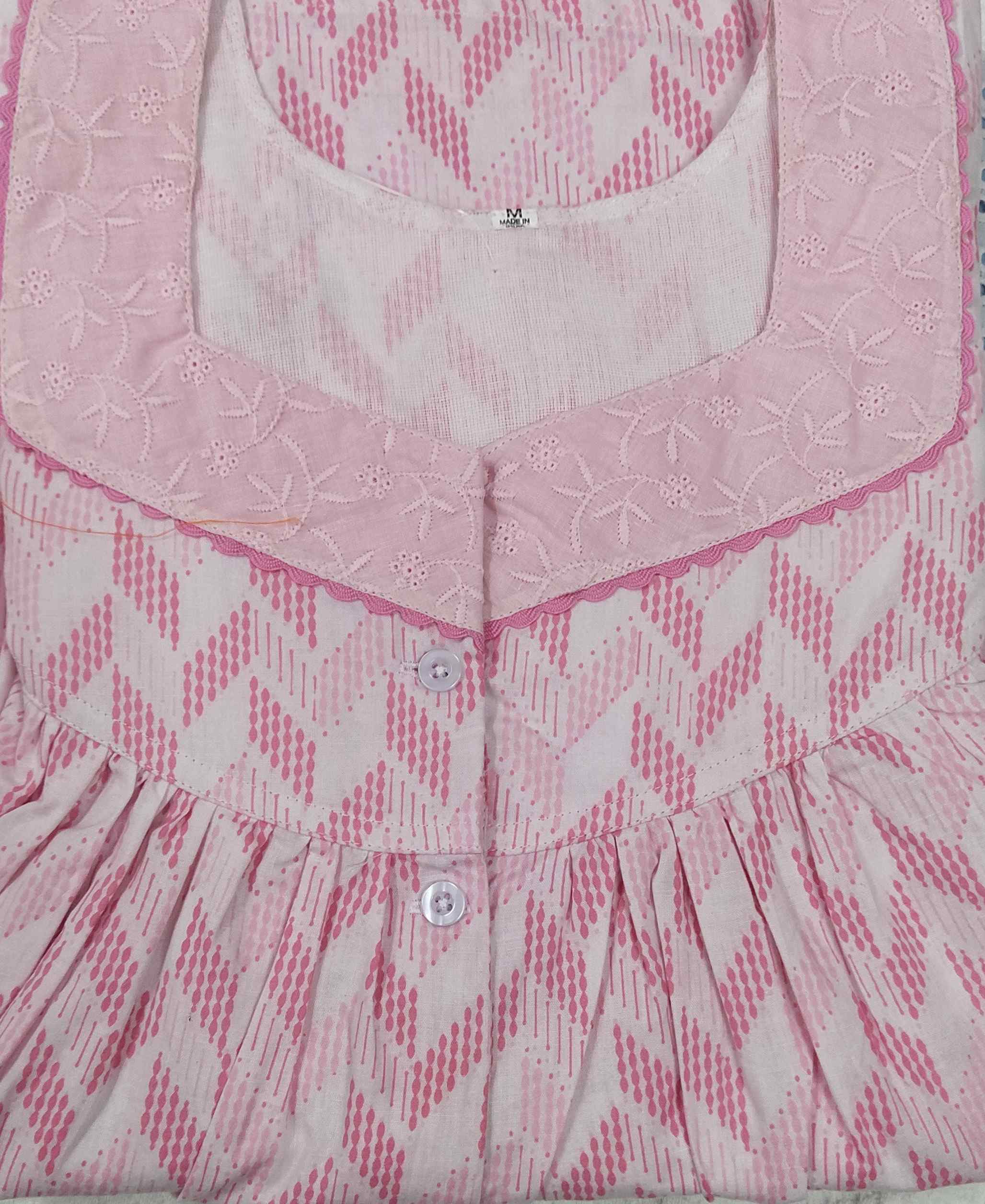 Cotton With Pockets, Half Open Medium Printed Nighty
