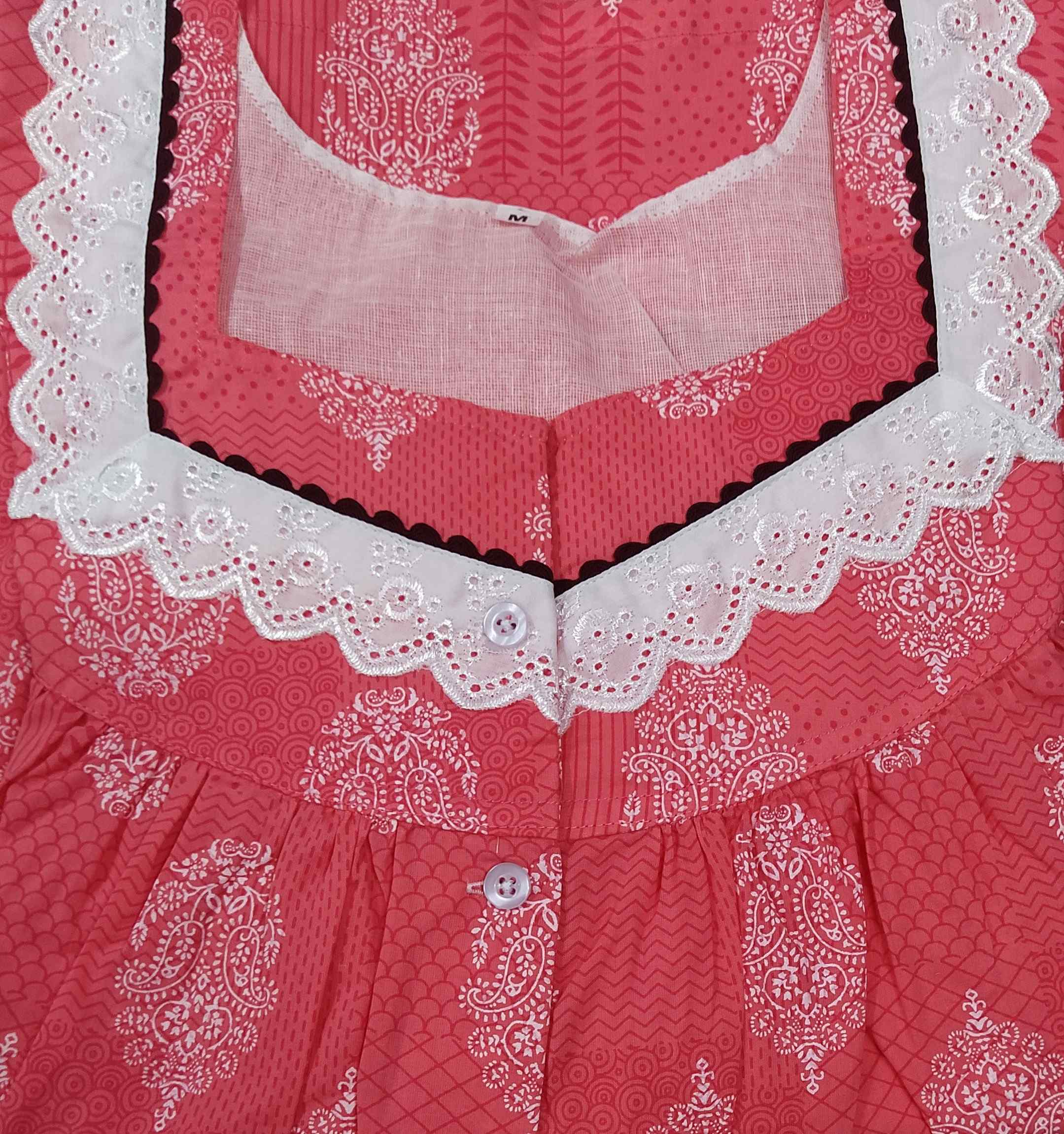 Cotton With Pockets, Half Open Medium Printed Nighty