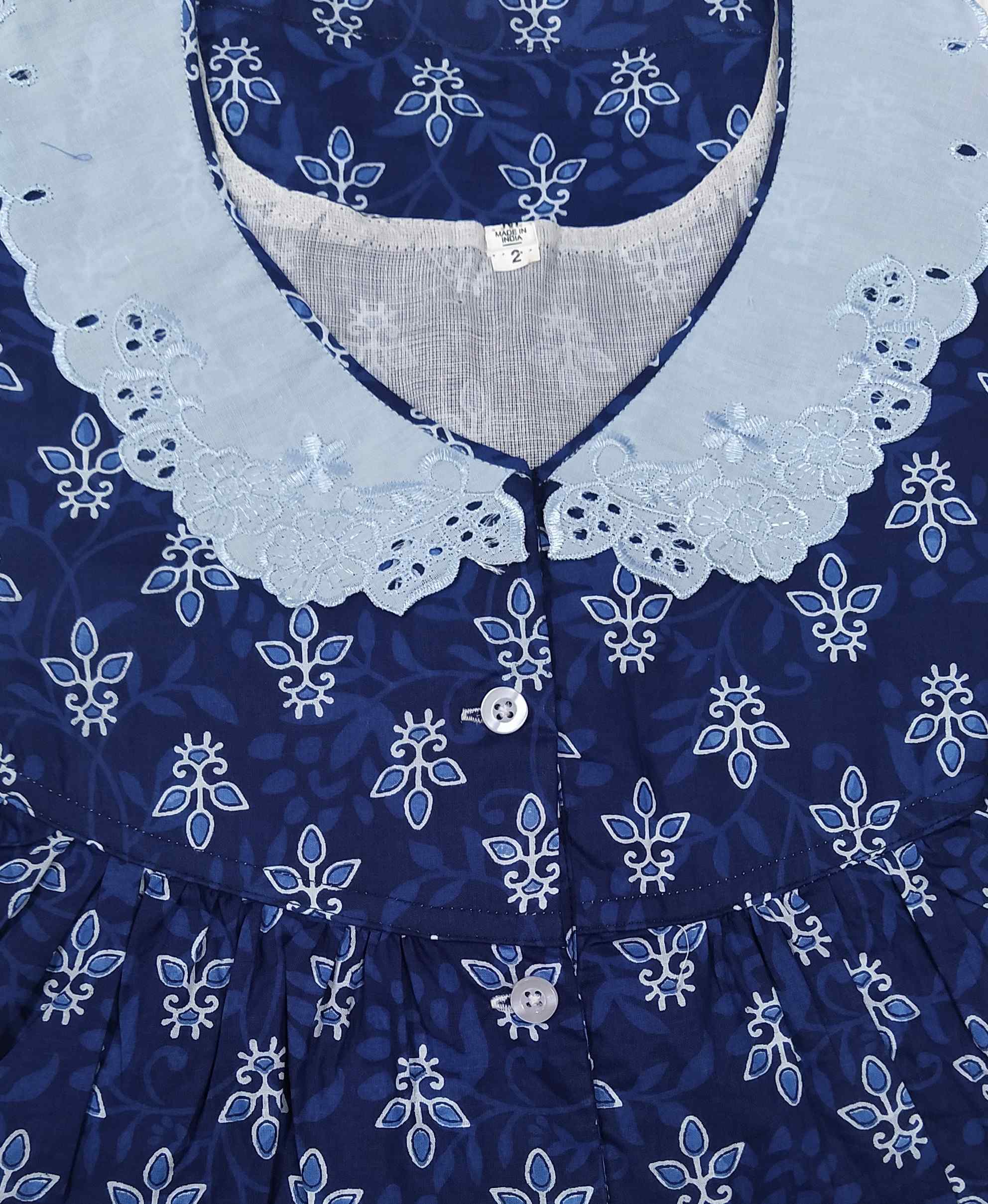 Soft Cotton With Pockets, Half Open Medium Printed Nighty