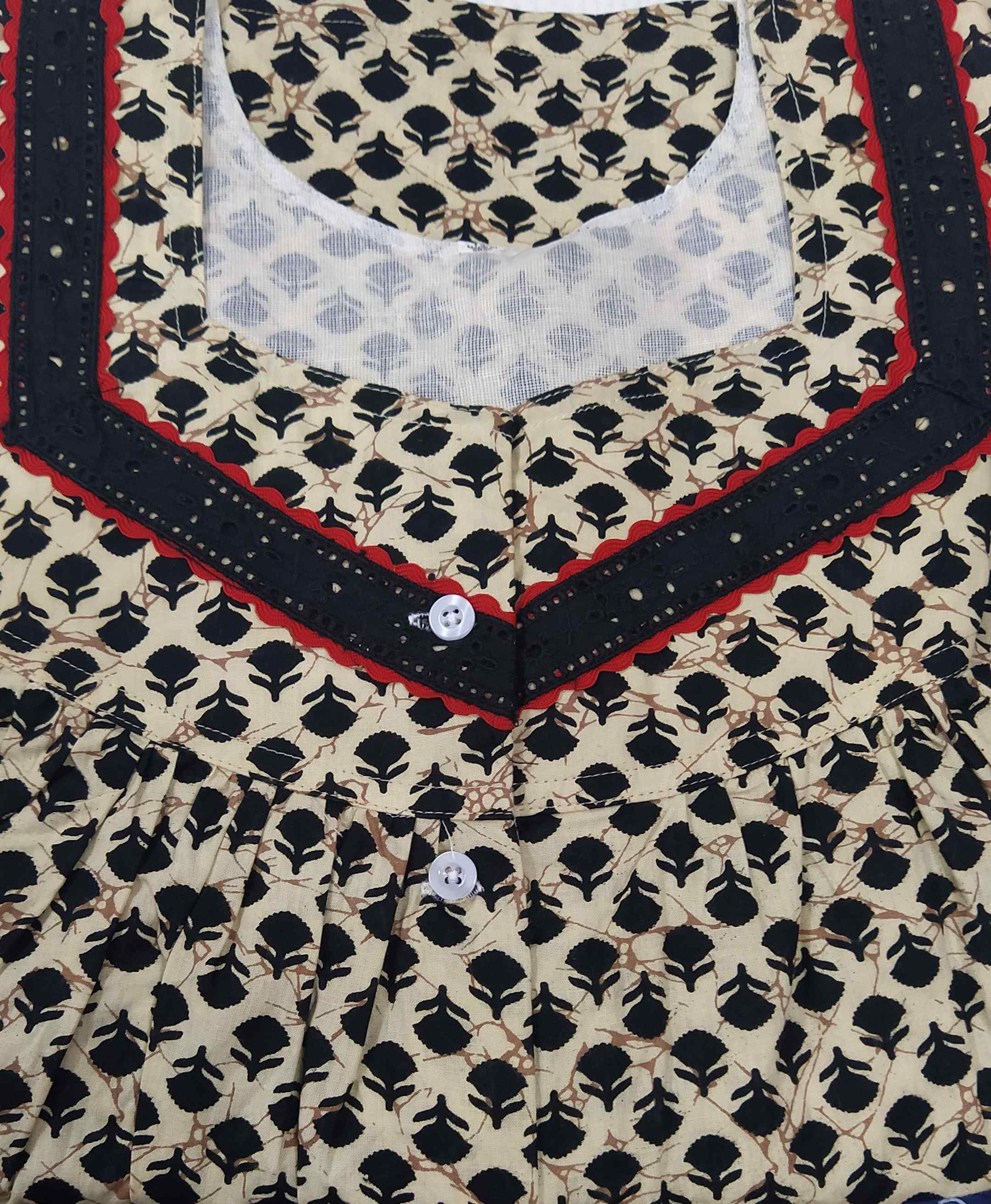 Cotton With Pockets, Half Open Medium Printed Nighty
