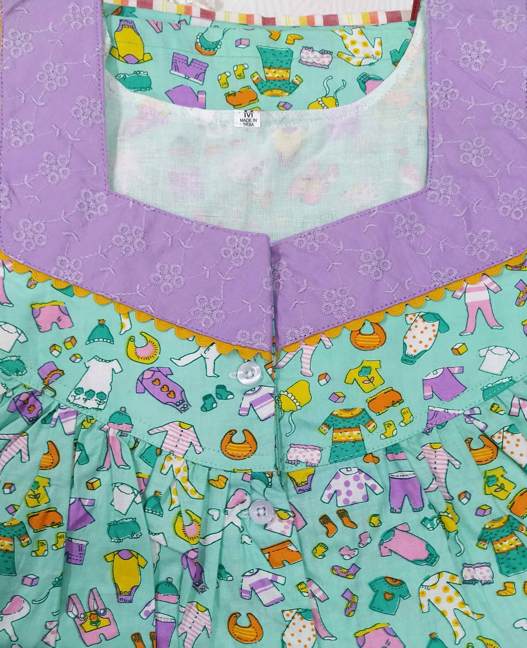 Cotton With Pockets, Half Open Medium Printed Nighty