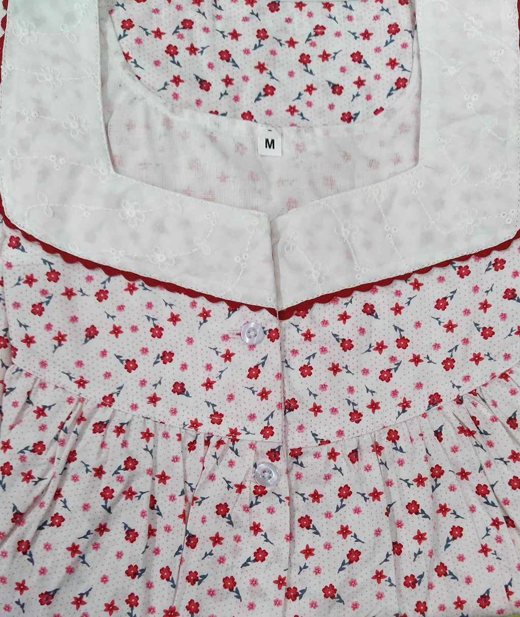 Cotton With Pockets, Half Open Medium Printed Nighty