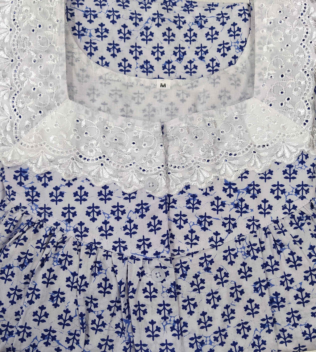 Cotton With Pockets, Half Open Medium Printed Nighty