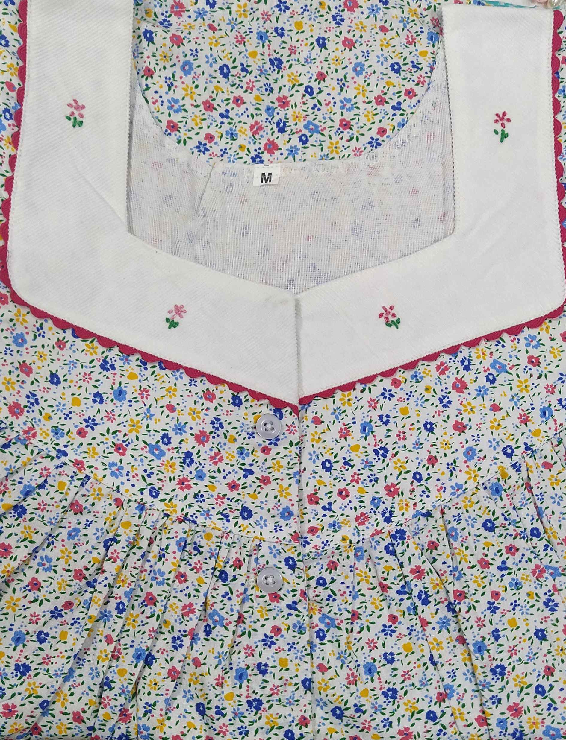 Cotton With Pockets, Half Open Medium Printed Nighty