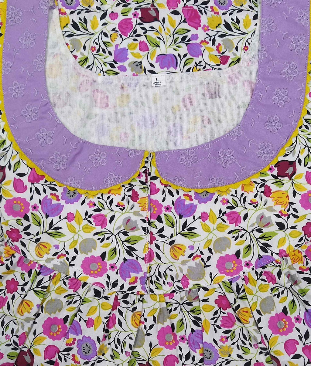 Cotton With Pockets, No Open Large Printed Nighty