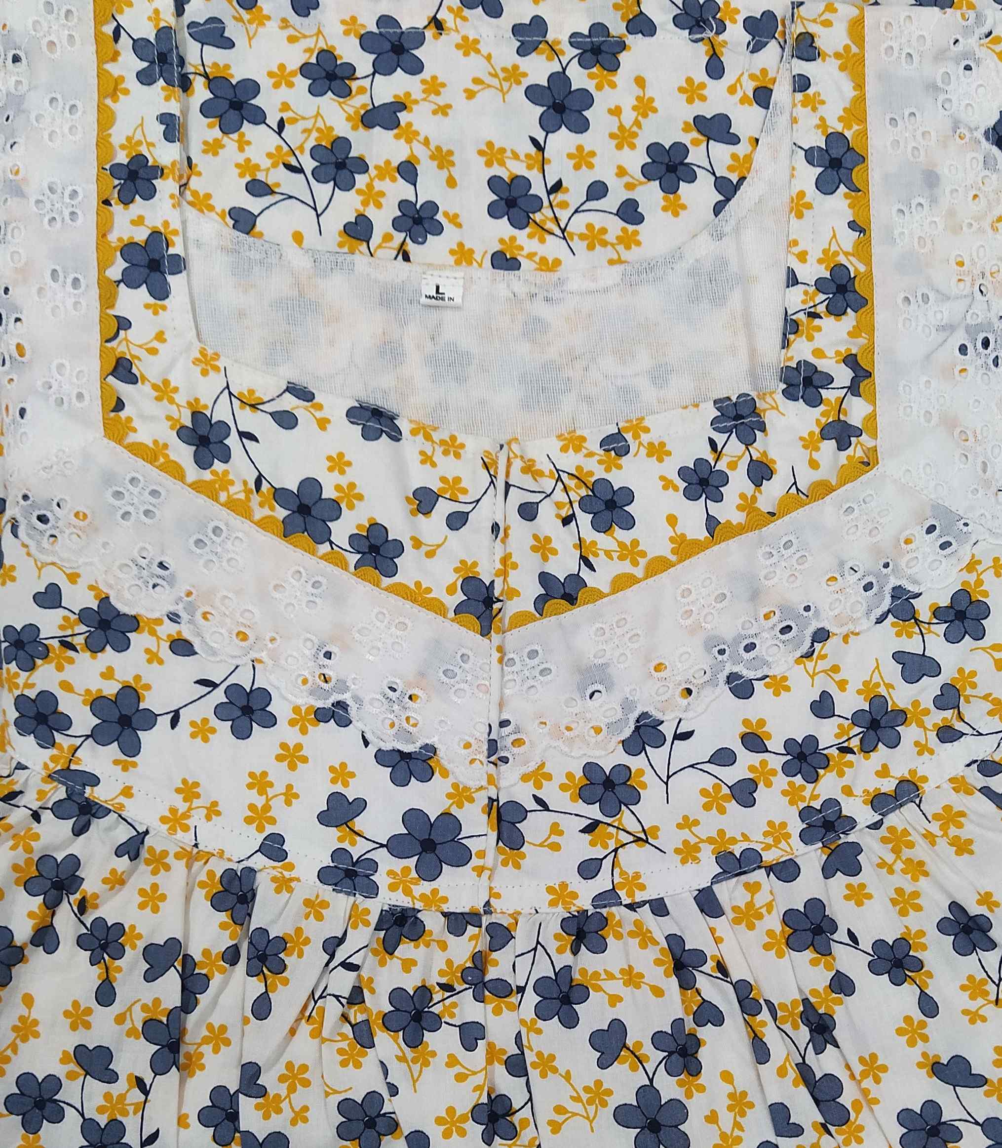 Cotton With Pockets, No Open Large Printed Nighty