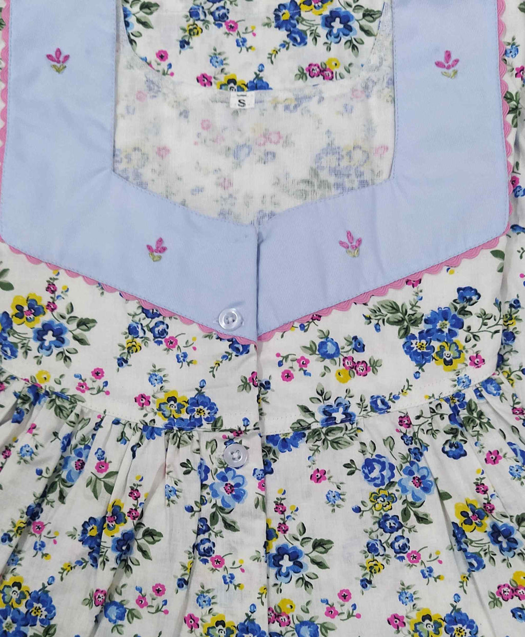 Cotton With Pockets, Half Open Small Printed Nighty