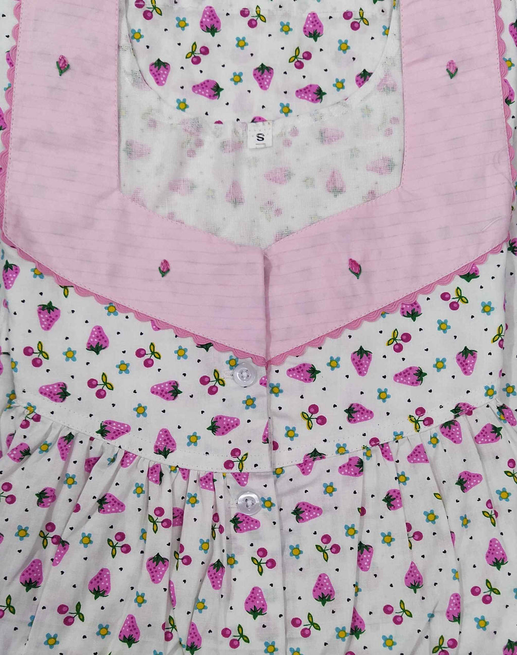 Cotton With Pockets, Half Open Small Printed Nighty