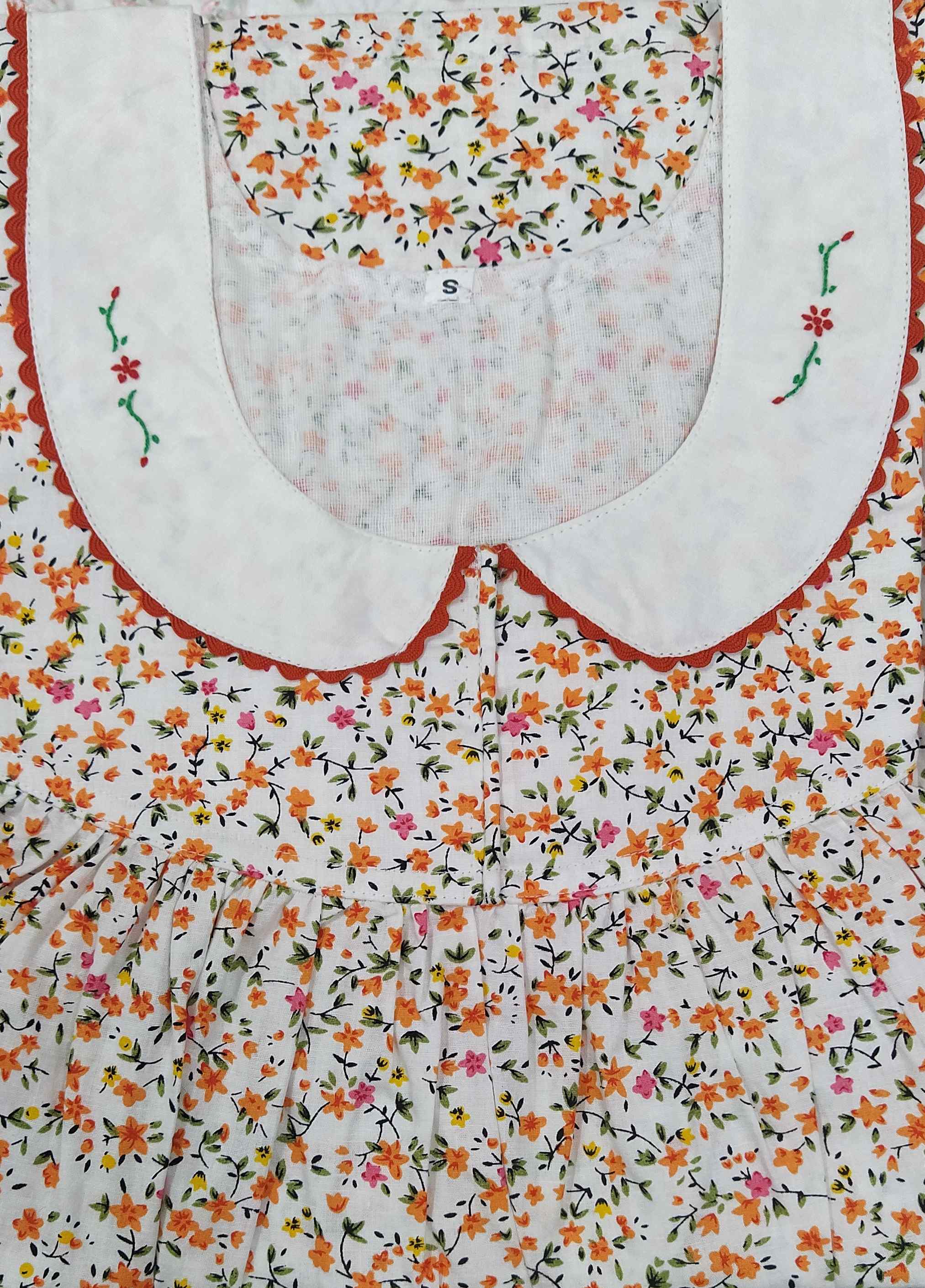 Cotton With Pockets, No Open Small Printed Nighty