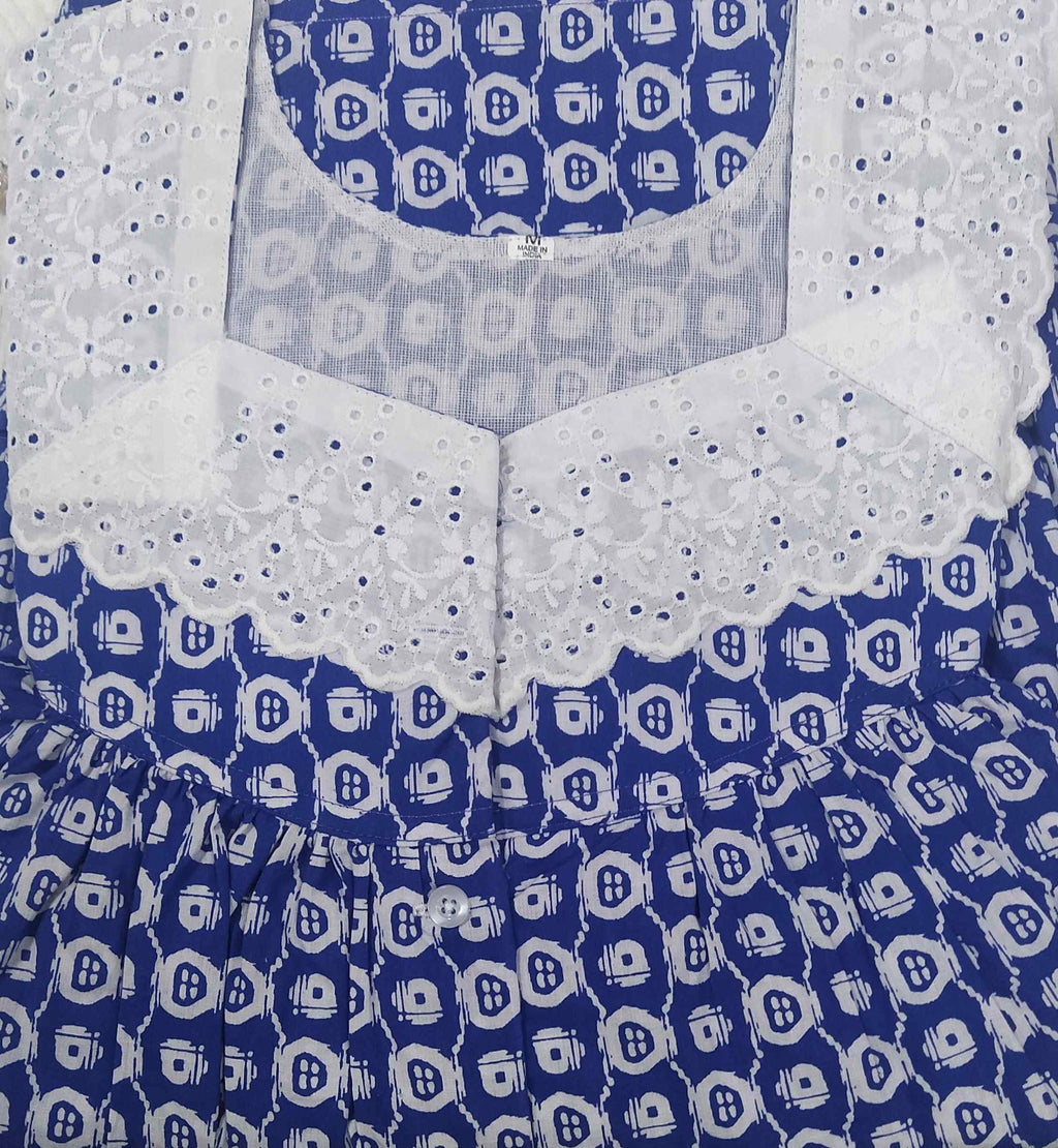 Cotton With Pockets, Half Open Medium Printed Nighty