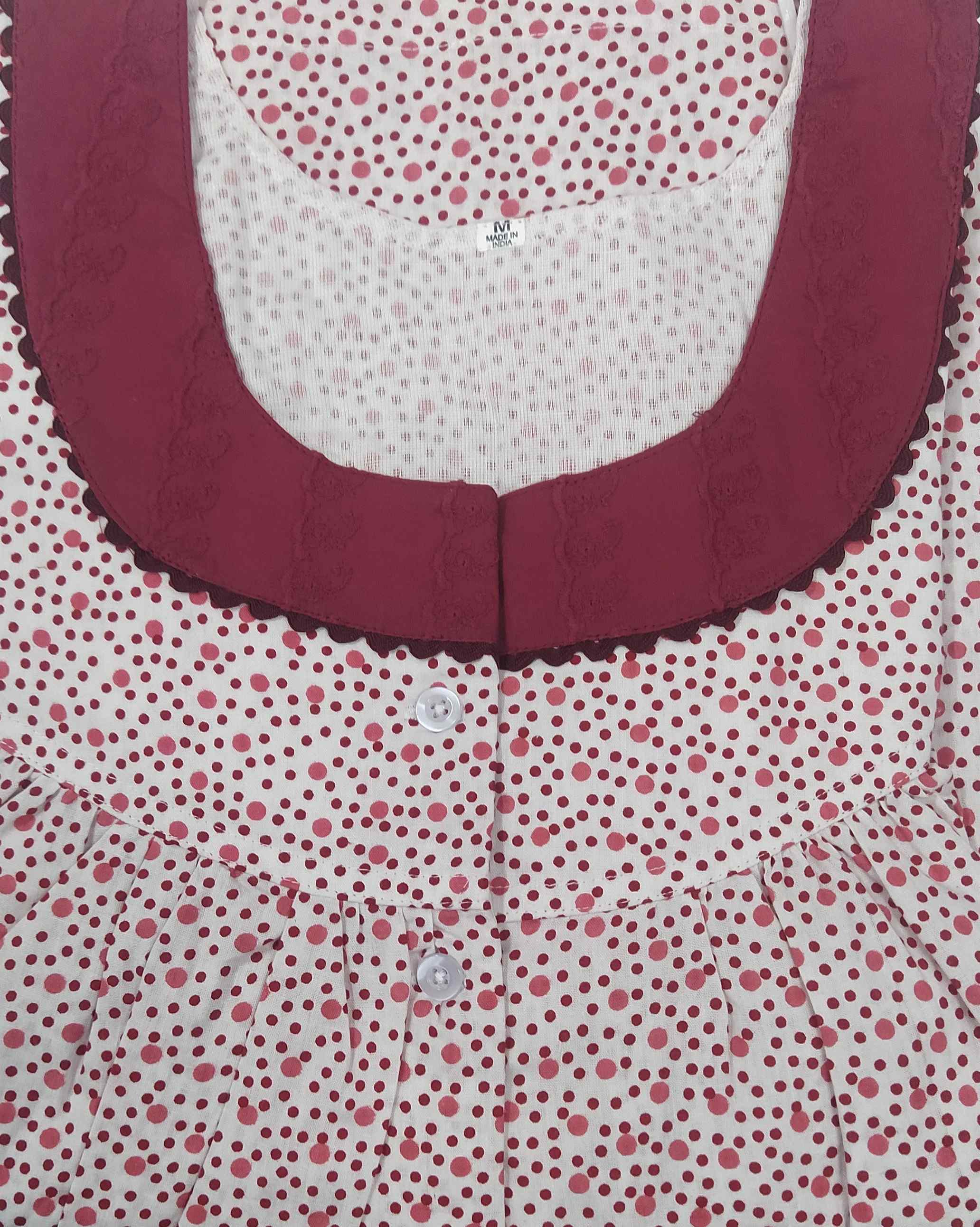 Cotton With Pockets, Half Open Medium Printed Nighty